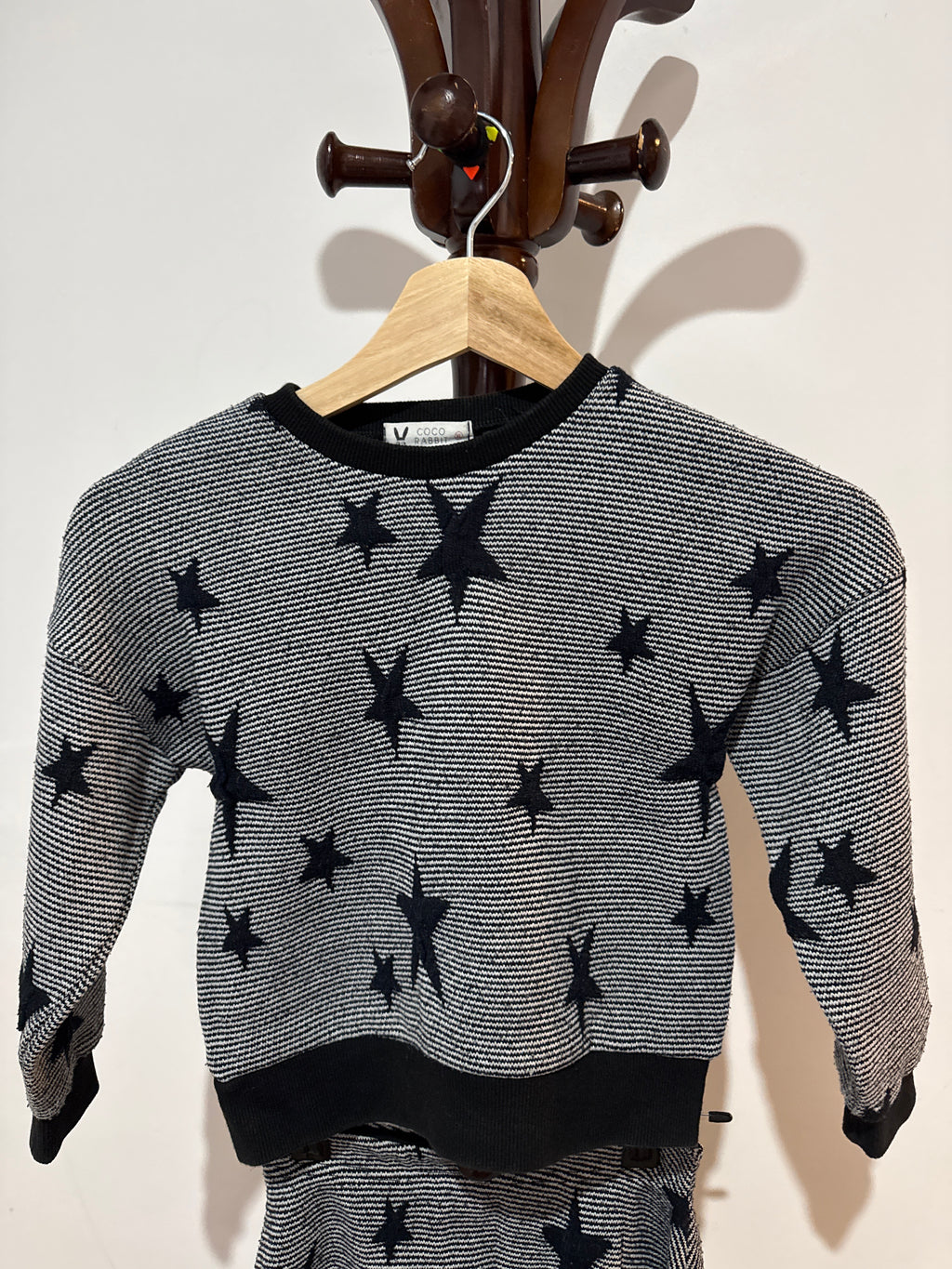 Coco Rabbit Black and White Patterned Knit Outfit Set