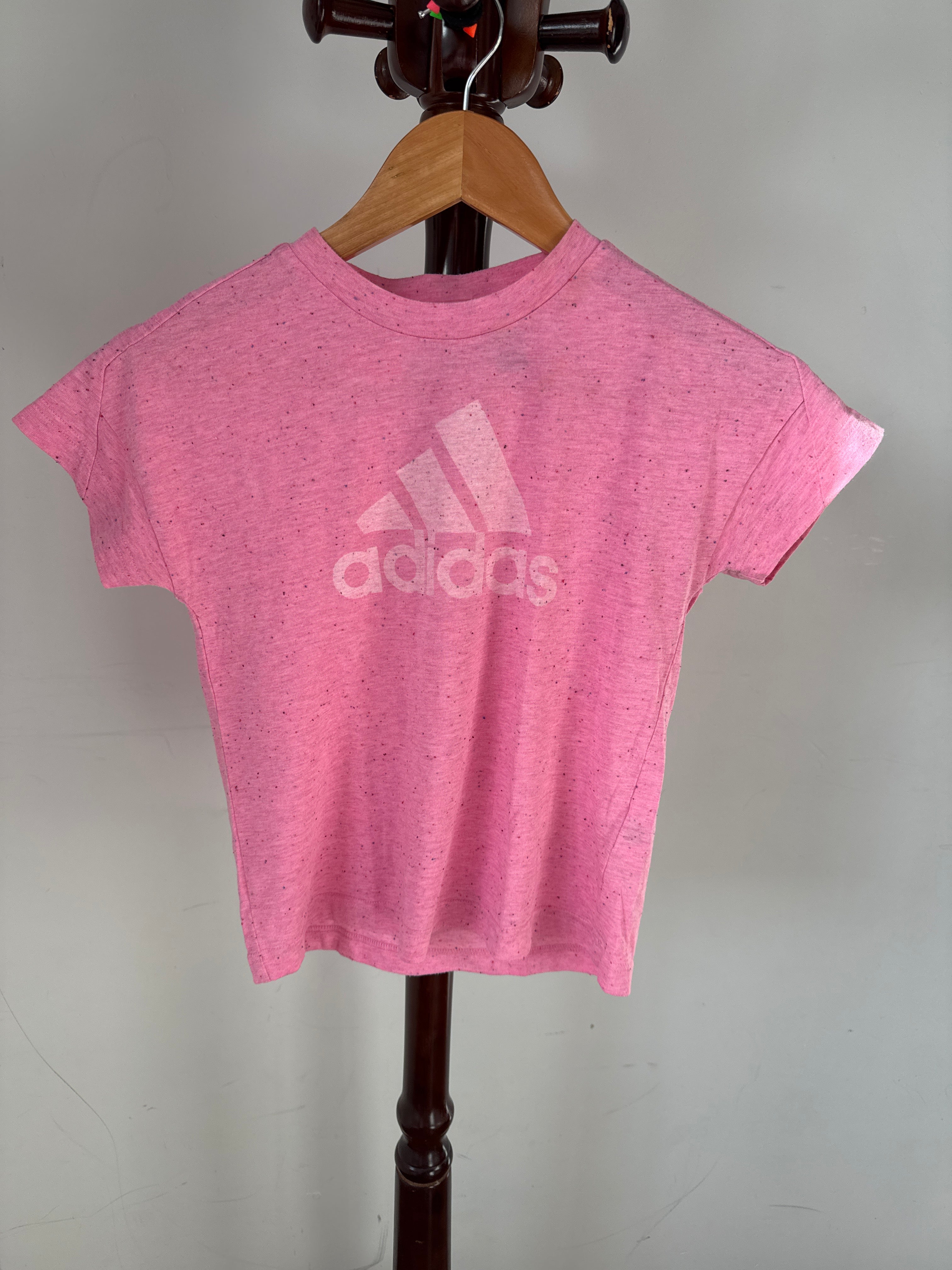 Adidas Girls Pink Logo Graphic T-Shirt