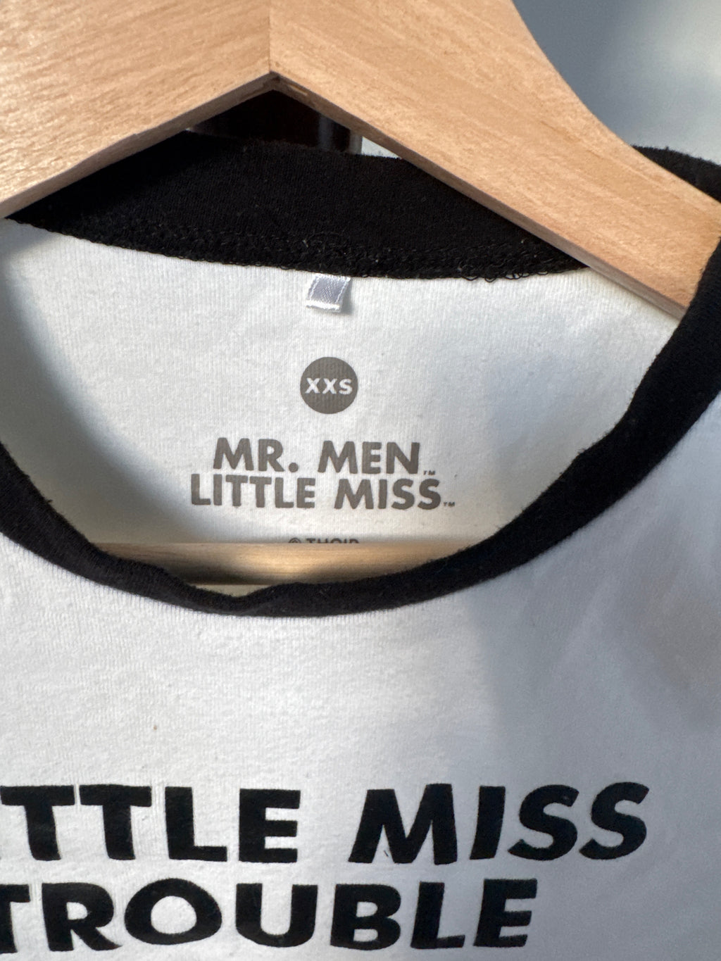 Mr. Men Little Miss White & Black Ringer T-Shirt Size XXS