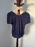 .Parenzo Navy Blue Open Knit Short Sleeve Top