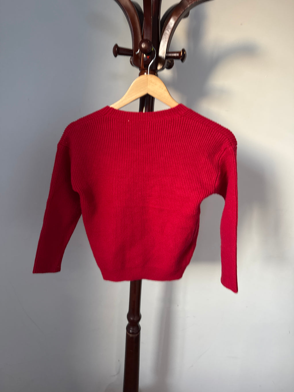 Marie Mullin Kids Red Ribbed Knit Cardigan Sweater