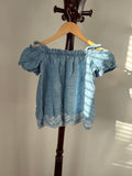 Mac + Ellie Girls Light Blue Gingham Off-The-Shoulder Top