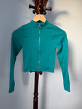 Mirrou Size S/M Teal Green Long Sleeve Cropped Zip-Up Jacket