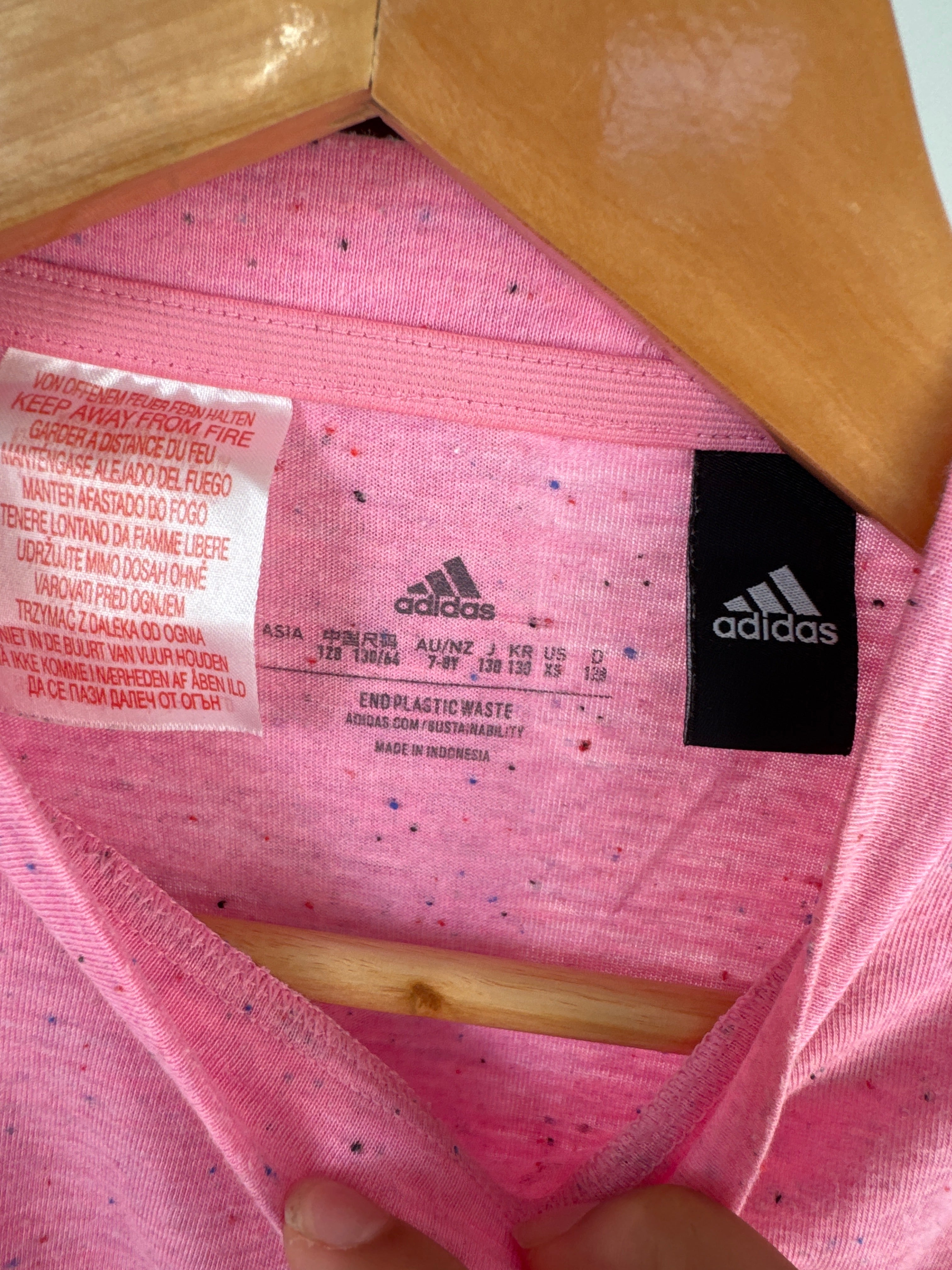 Adidas Girls Pink Logo Graphic T-Shirt