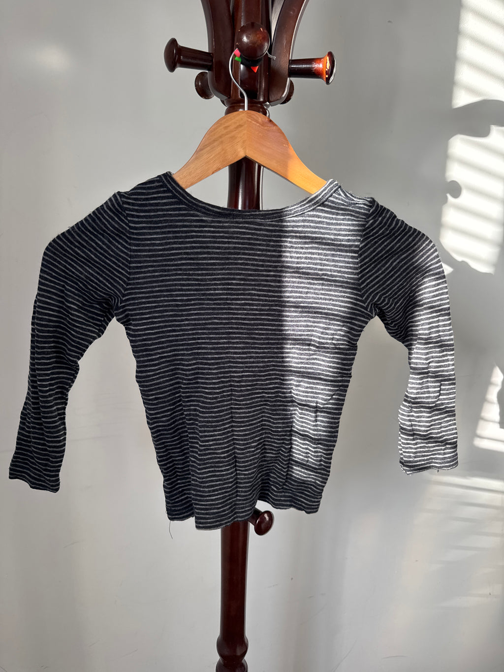 .Superfit Kids Size 4/5 Black & Grey Striped 100% Merino Wool Top