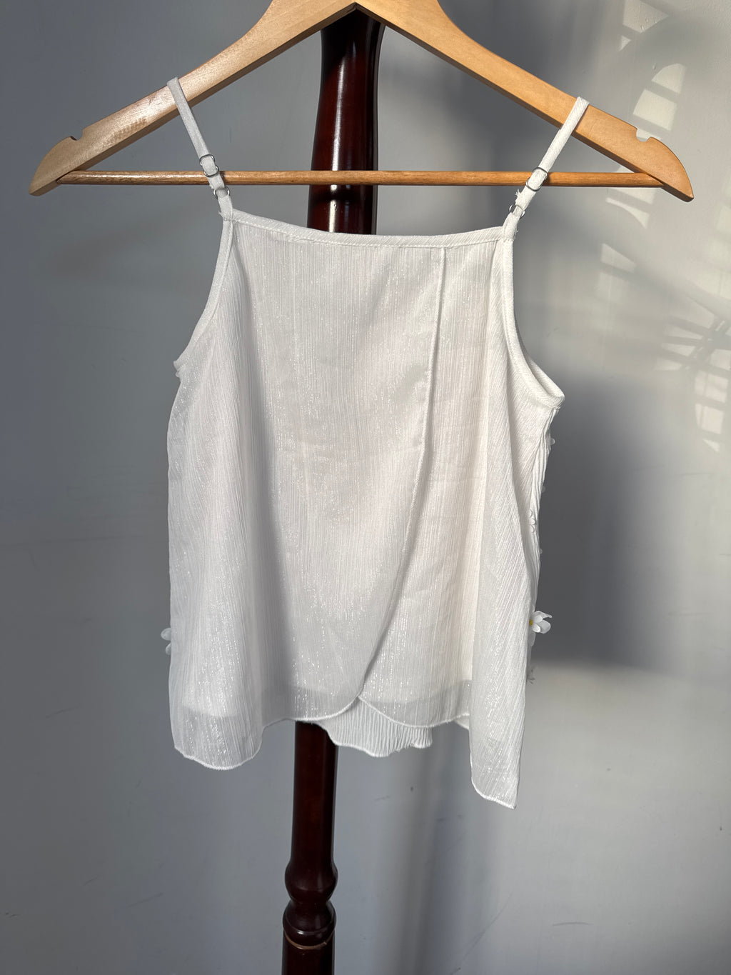 Mac + Ellie White Stripe Lace Trim Cami Top