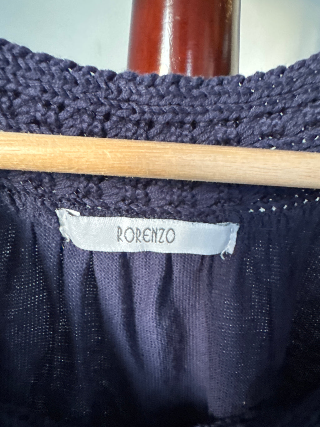 .Parenzo Navy Blue Open Knit Short Sleeve Top