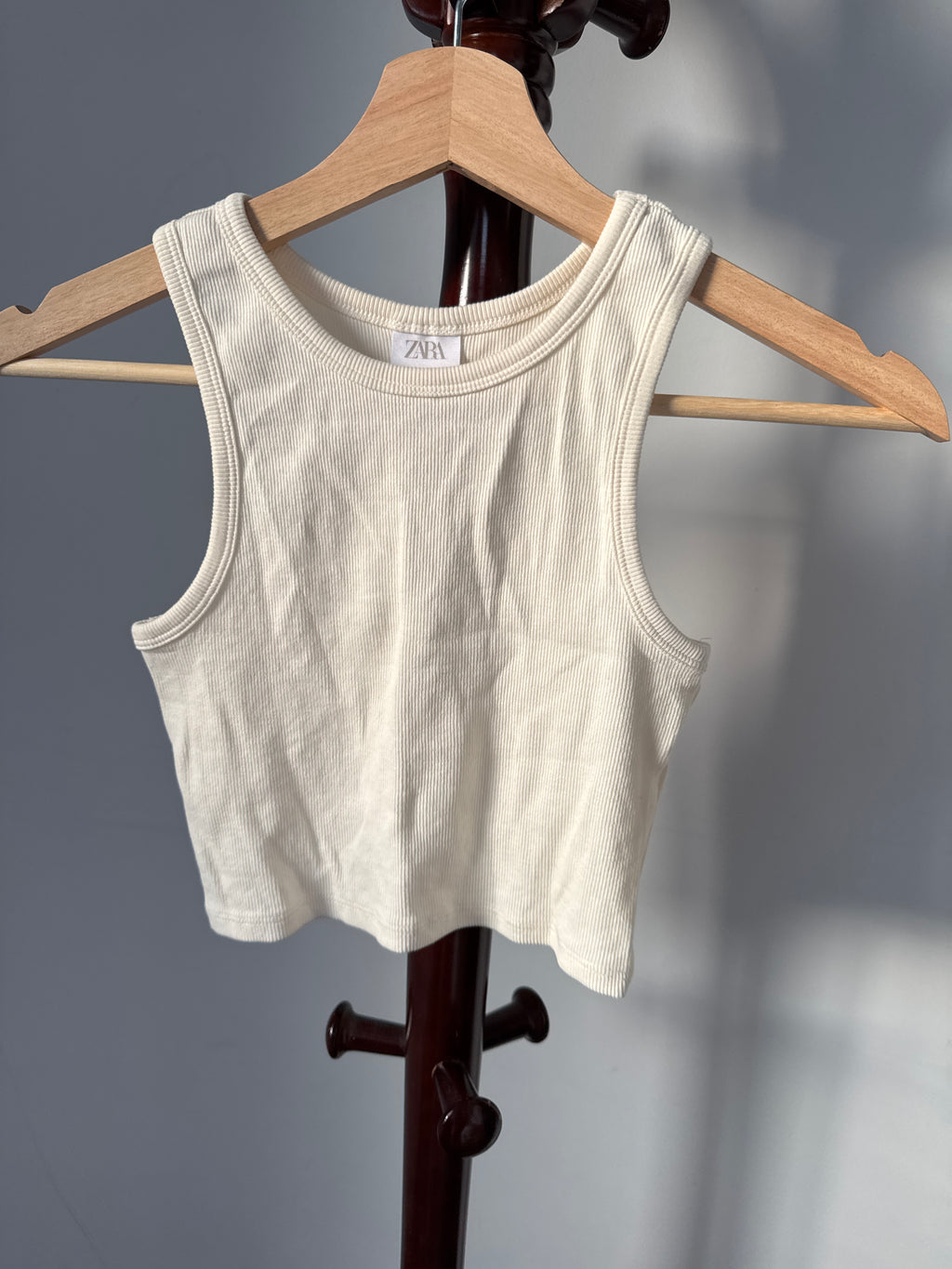 Zara Girls Size 8-9 White Ribbed Halter Cami Top