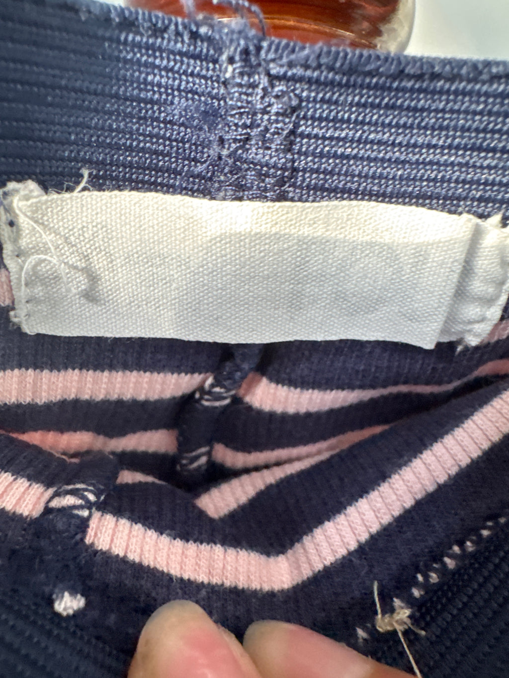 Kids Size 4-5 Navy & Off-White Striped Leggings