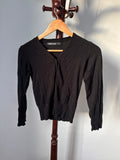 Expressions Size 10 Black Ribbed V-Neck Cropped Cardigan