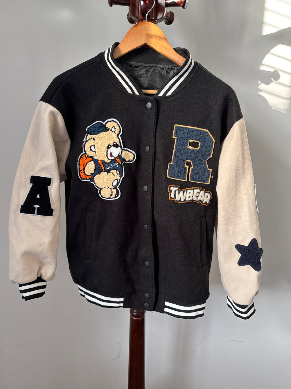 Black Varsity Bomber Jacket