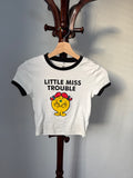 Mr. Men Little Miss White & Black Ringer T-Shirt Size XXS