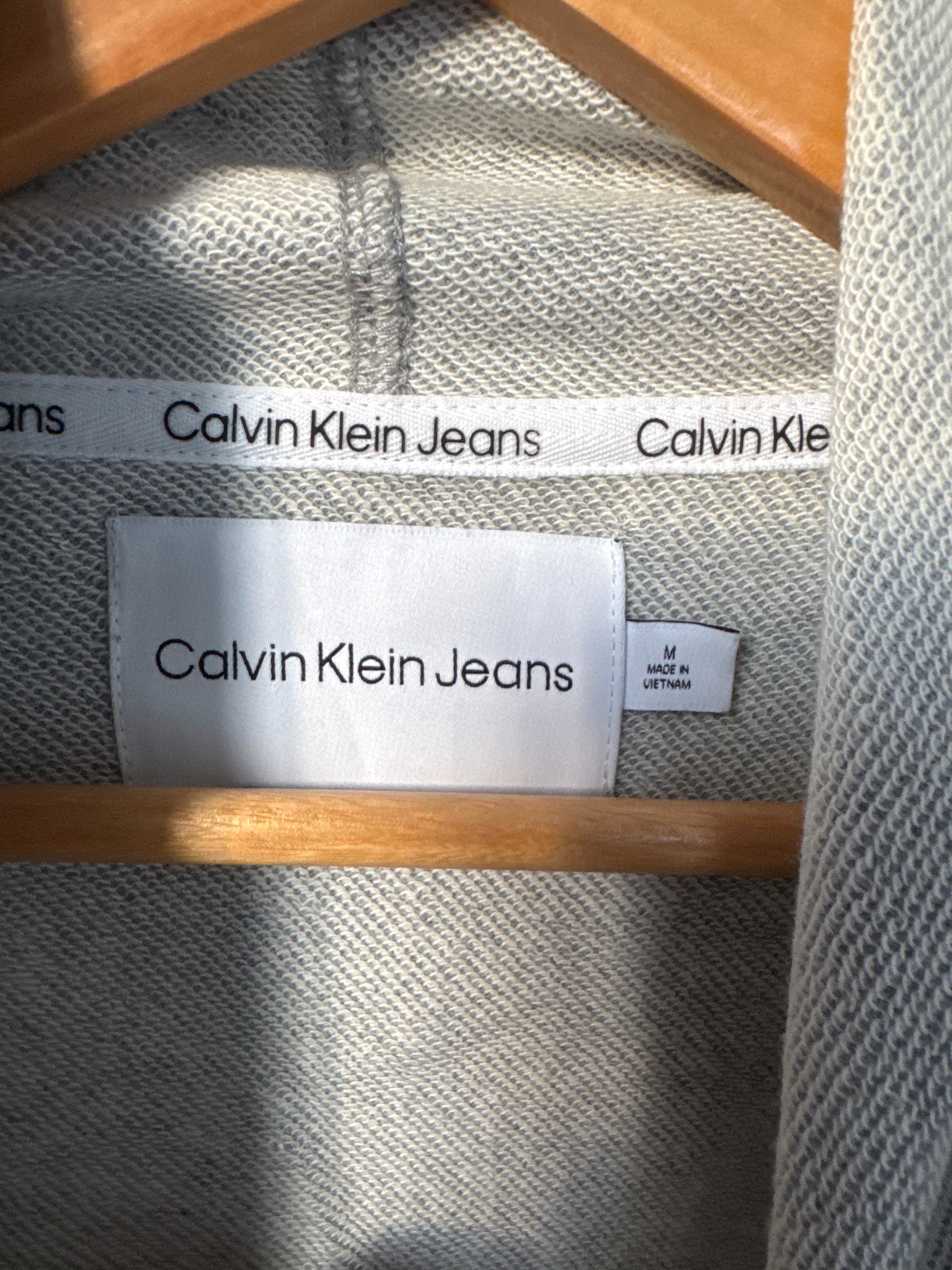 Calvin Klein Jeans Womens Size M Light Grey Logo Hoodie