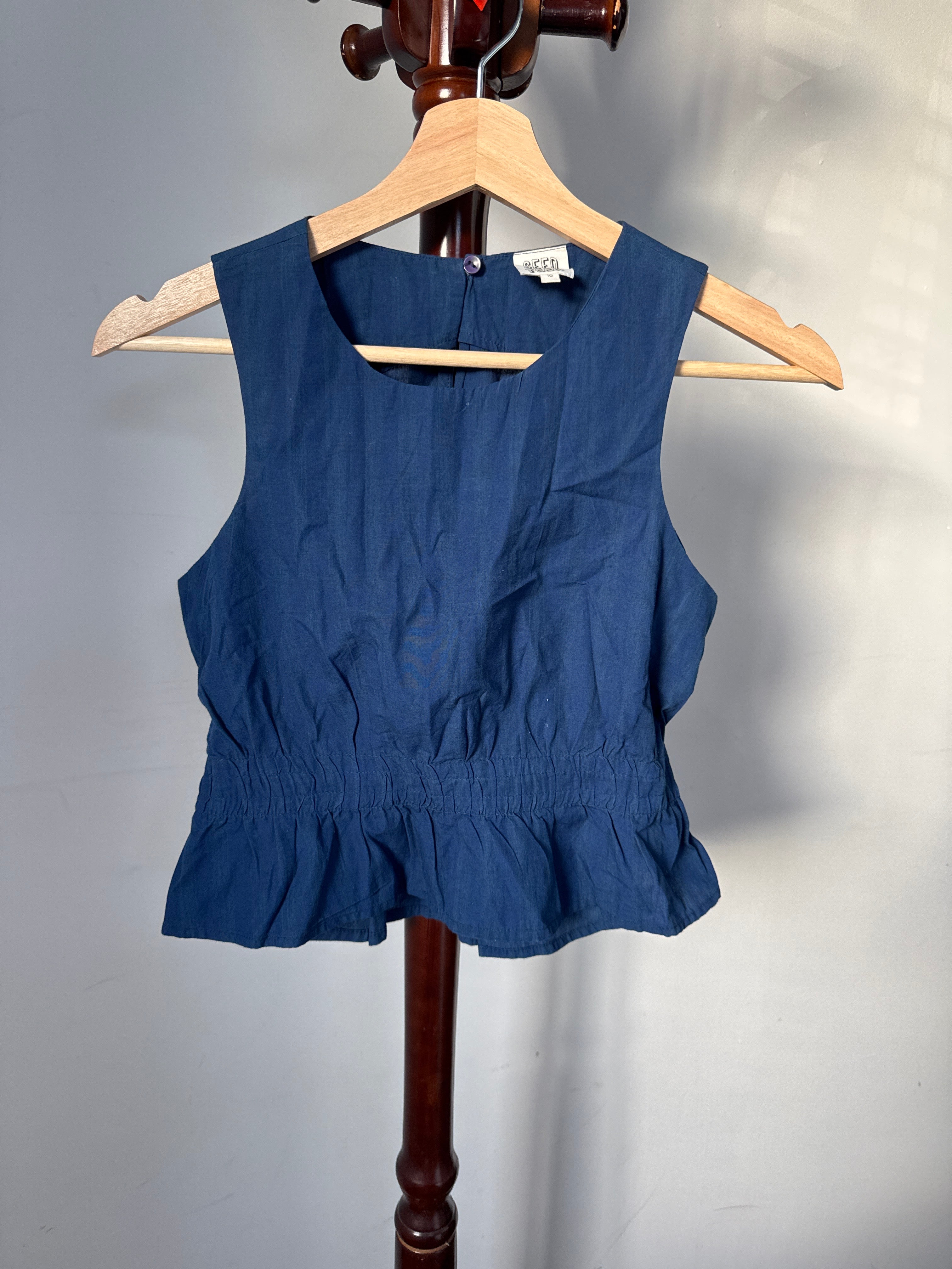 Seed Teen Girls Size 10 Royal Blue Ruffle Sleeveless Top