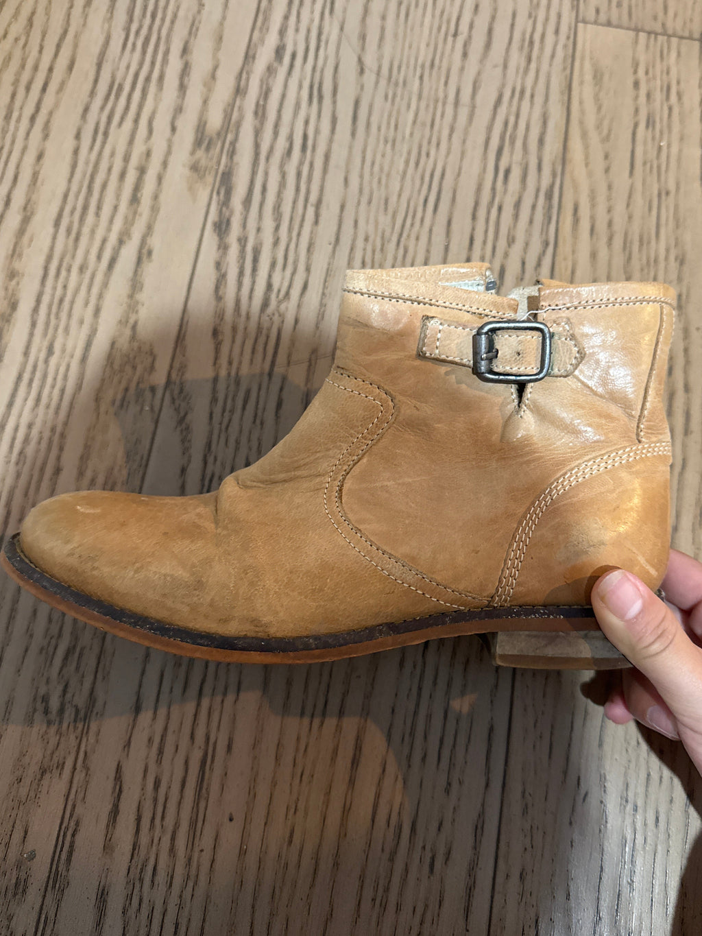 Kids’ Tan Leather Ankle Boots – EU 33