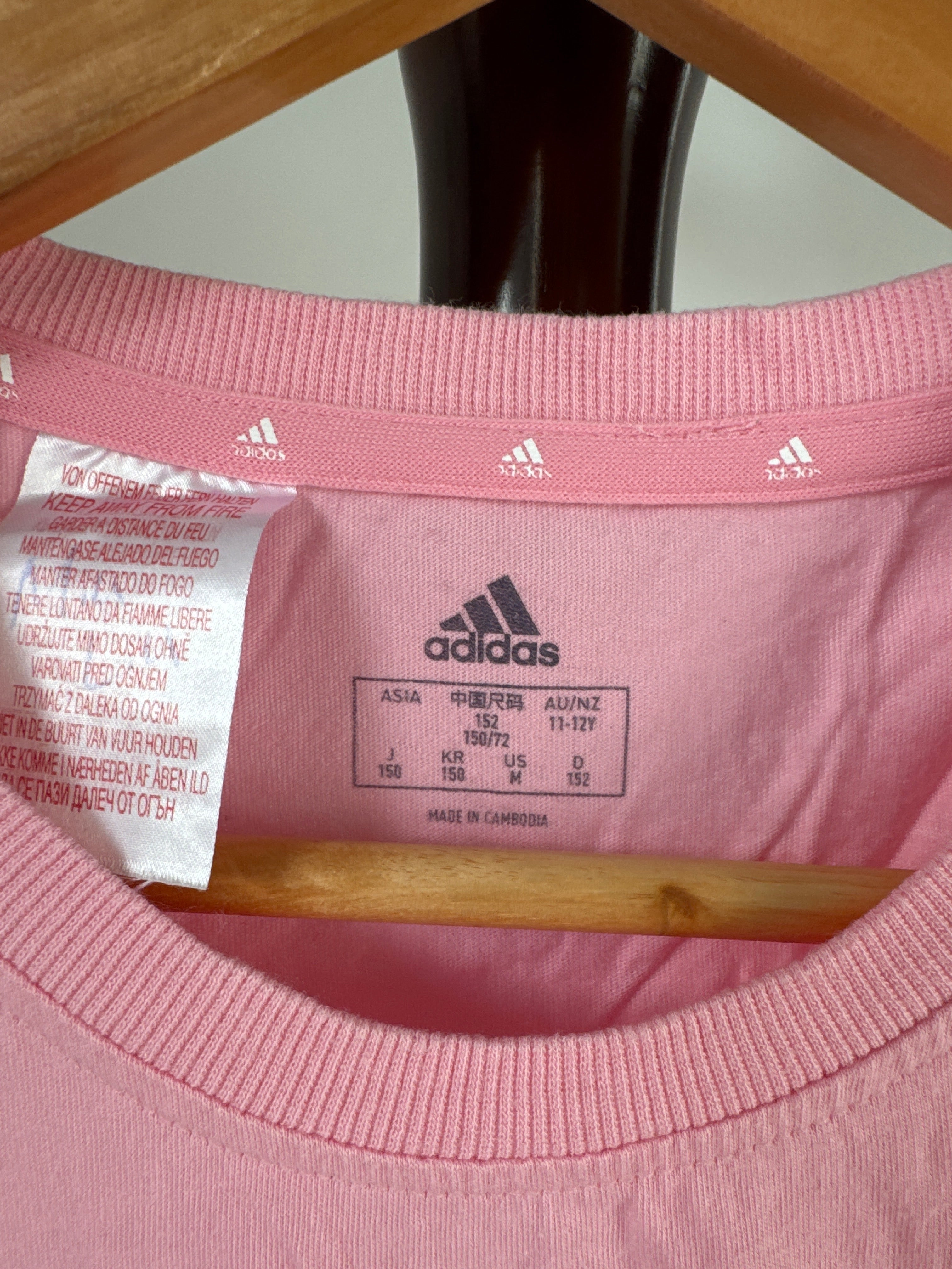 Adidas Girls Pink Logo Graphic T-Shirt