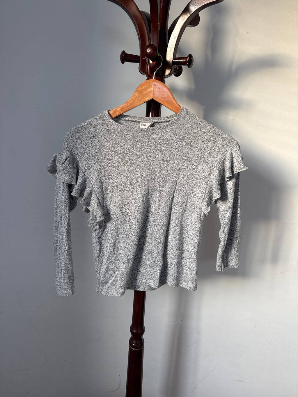 Cotton On Kids Grey Heather Knit Long Sleeve Top Size 7