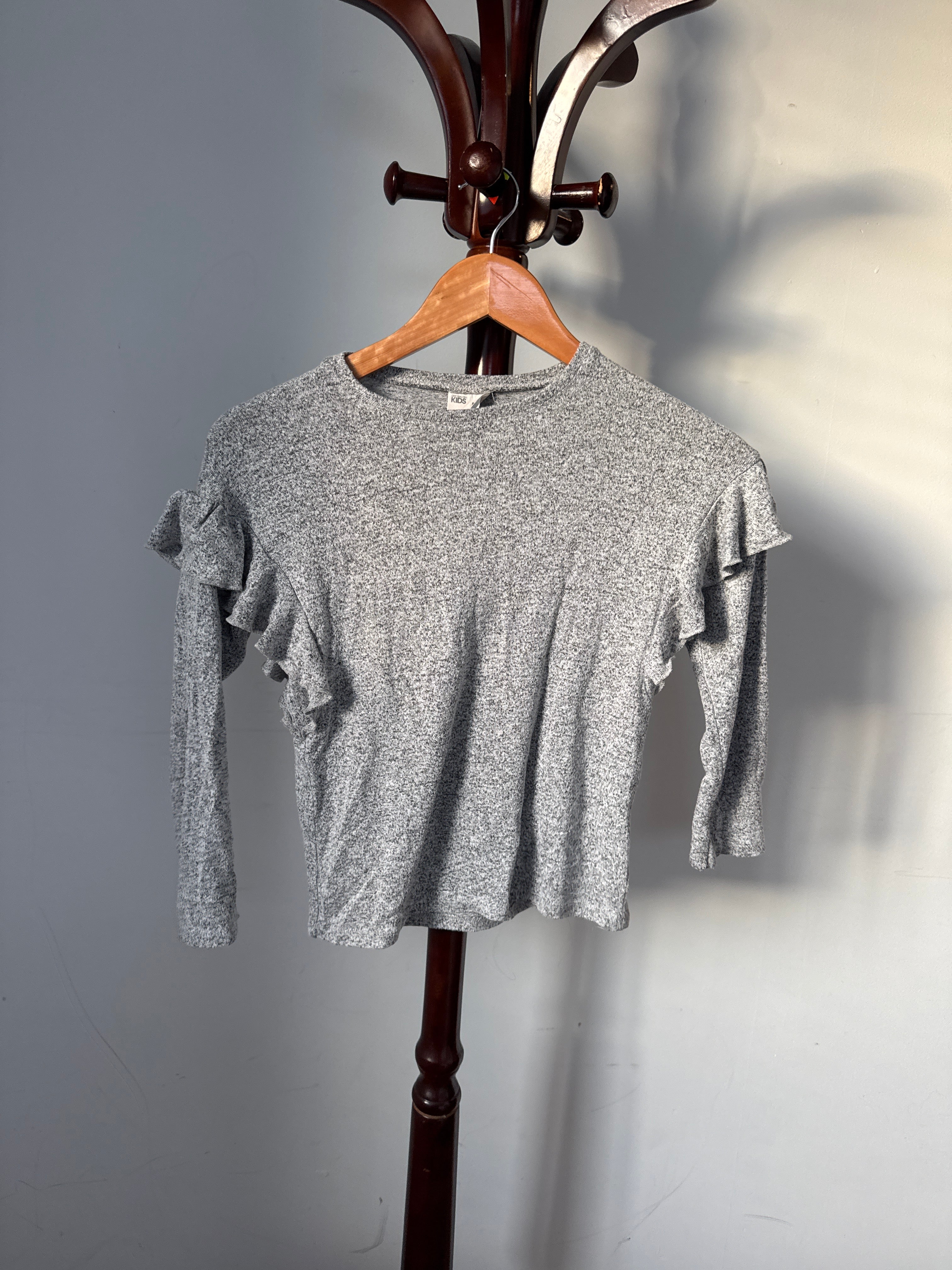 Cotton On Kids Grey Heather Knit Long Sleeve Top Size 7