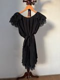Oasis Black Sleeveless Ruffled Tiered Dress Size 6/32