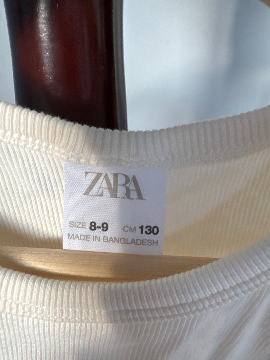 Zara Girls Size 8-9 White Ribbed Halter Cami Top