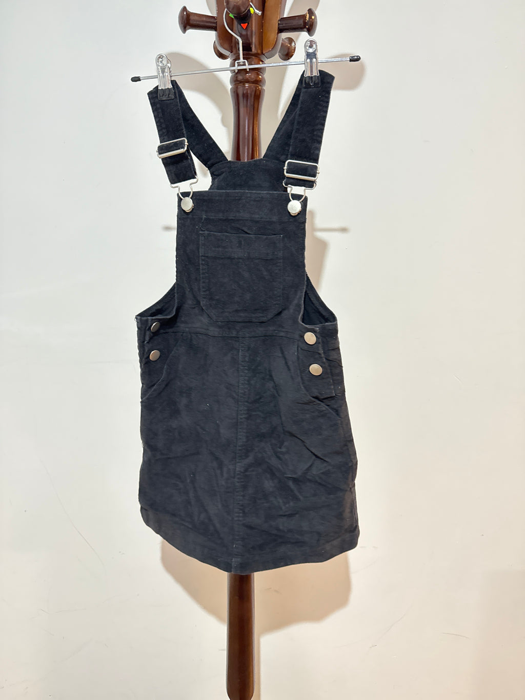 Black denim overalls