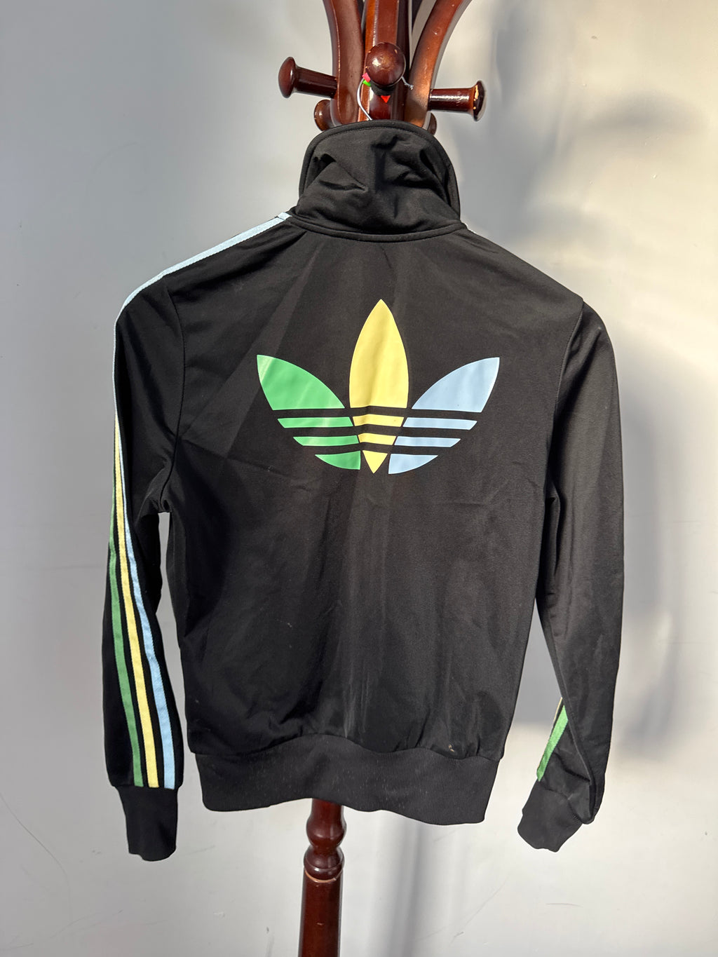 Adidas Kids Size 8 Black Multi-Color Striped Zip-Up Track Jacket