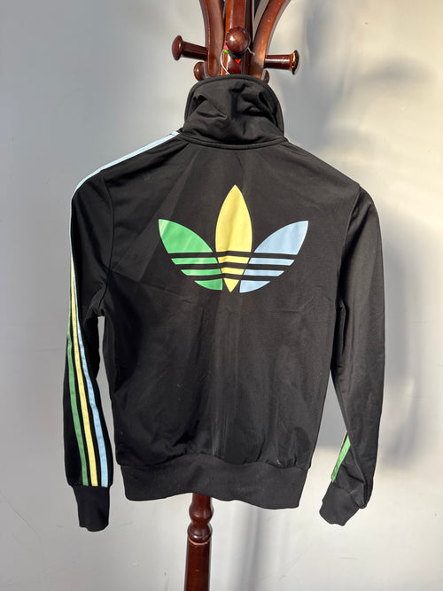Adidas Kids Size 8 Black Multi-Color Striped Zip-Up Track Jacket