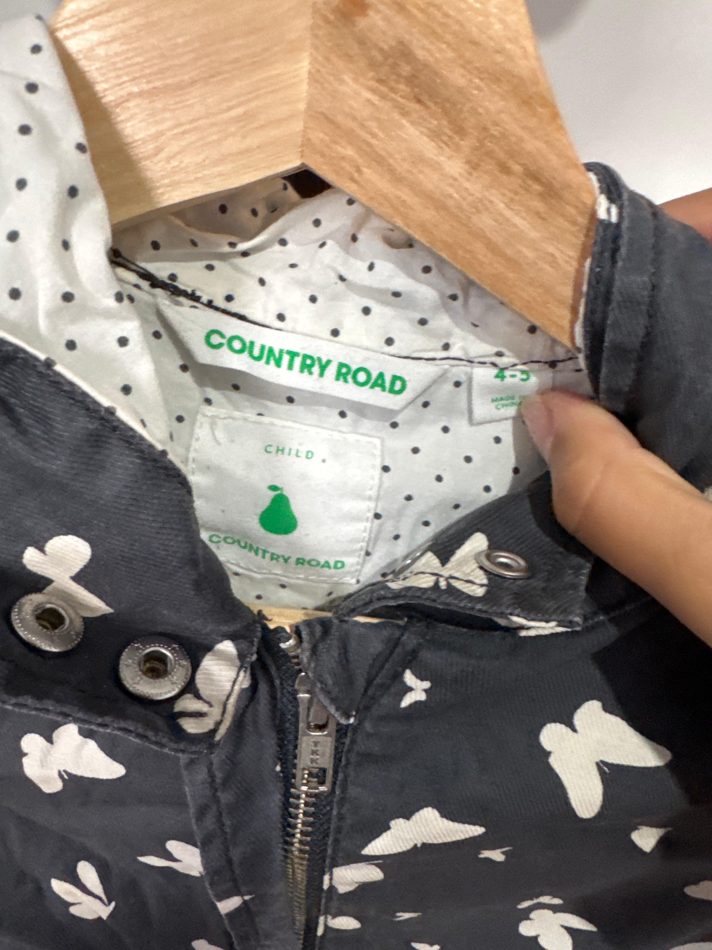 Country Road Kids Butterfly Print Hooded Windbreaker Jacket