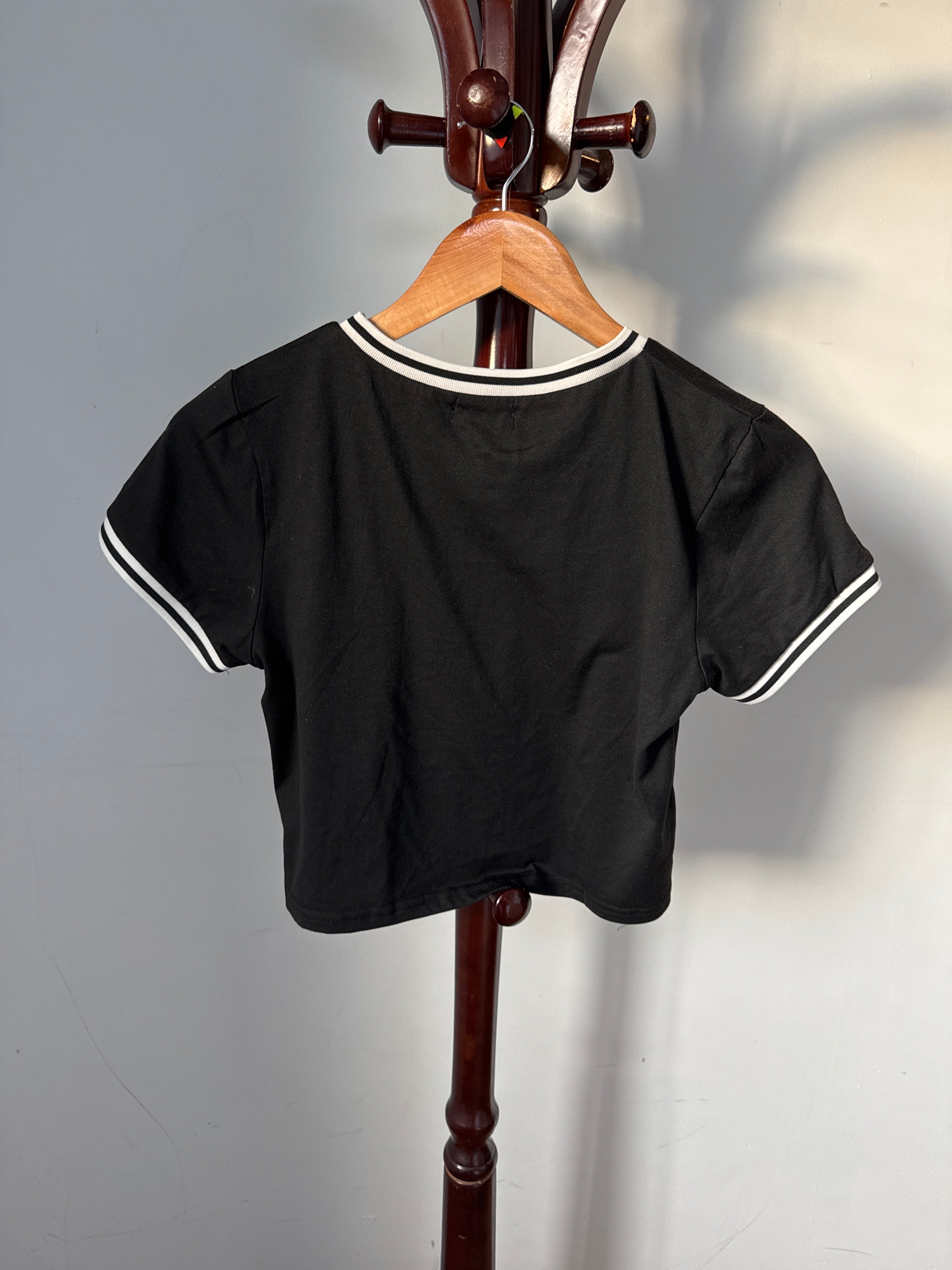 NYC Black & White Ringer Crop Top with NYC Logo