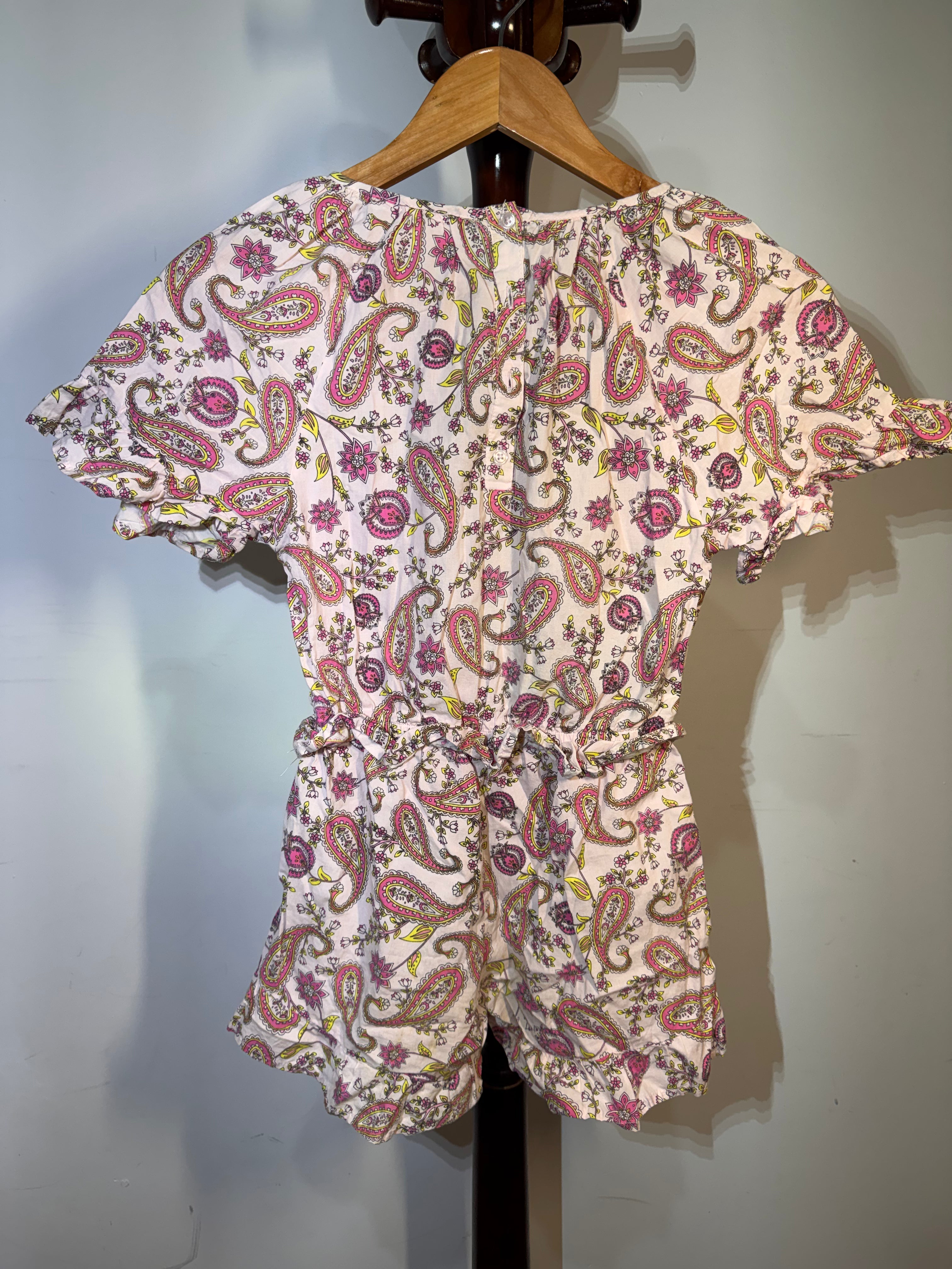 Seed pink flower pattern overalls ￼