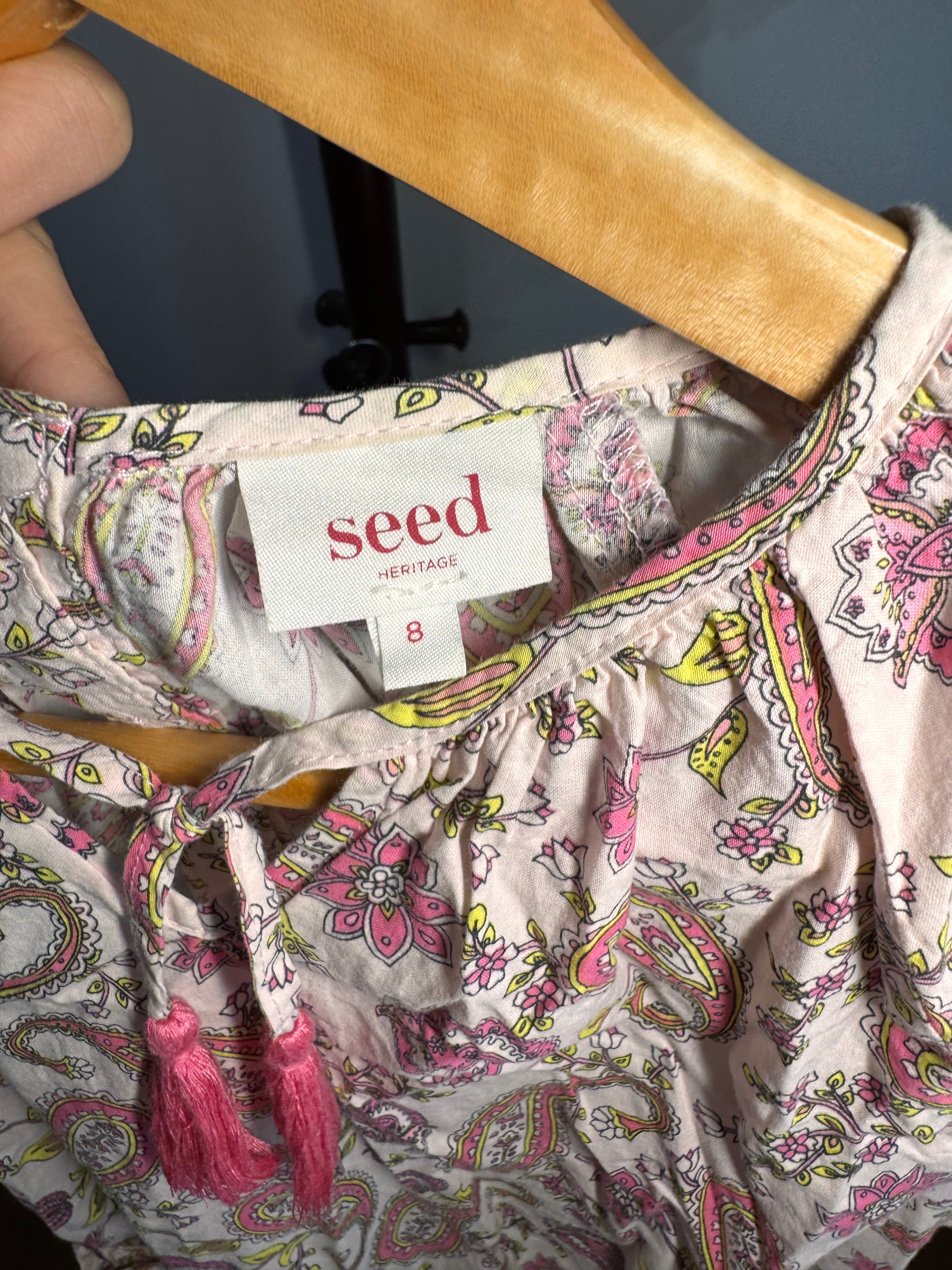 Seed pink flower pattern overalls ￼