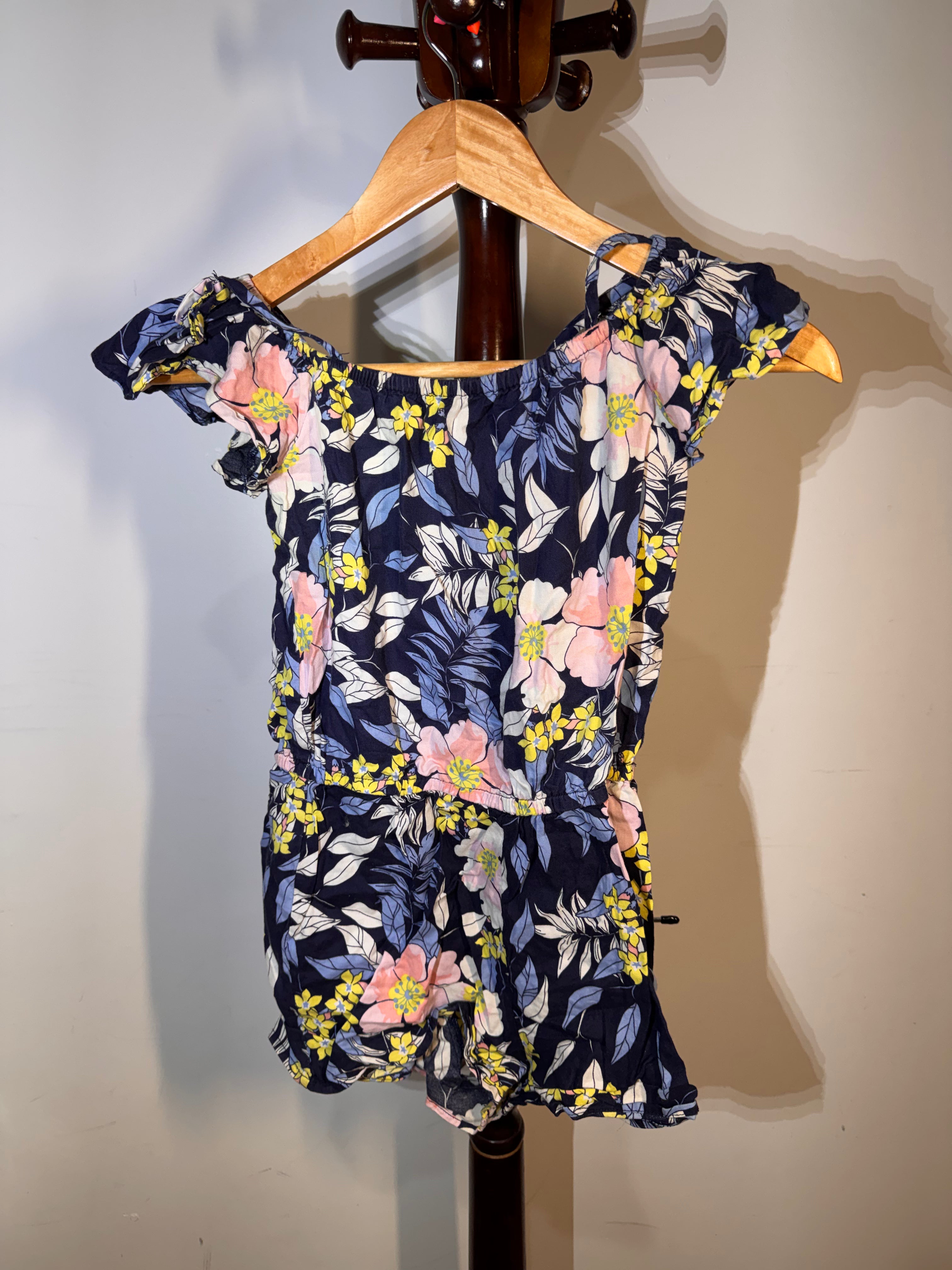 Seed overalls, navy blue with flowers￼