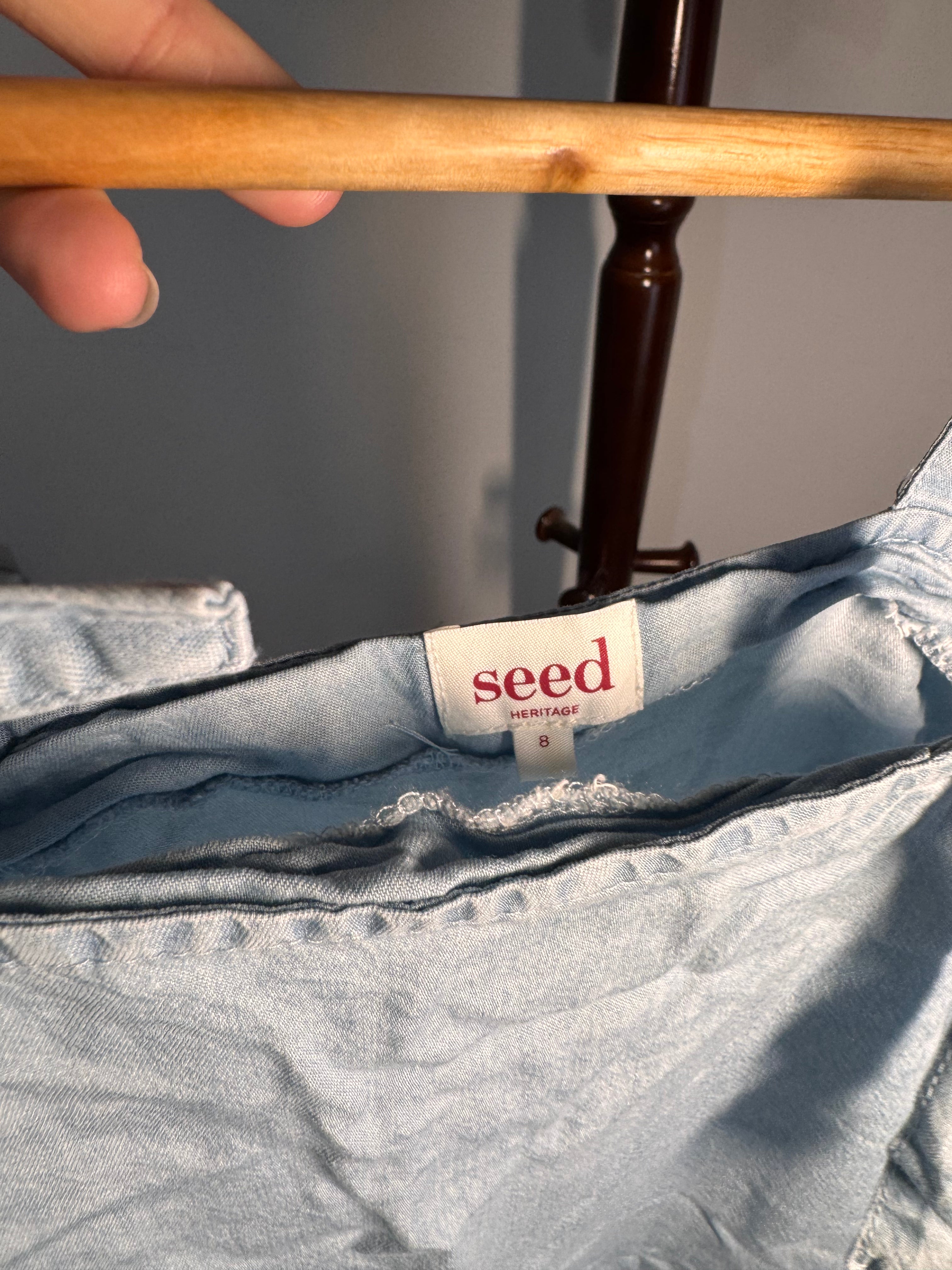 Seed Blue overalls with pom-poms