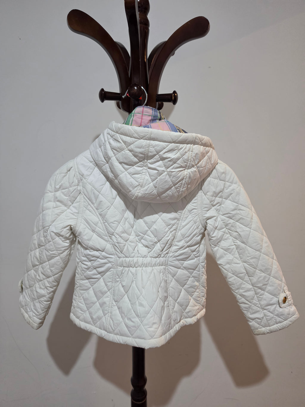 Girls’ White Quilted Hooded Jacket – 6-7 Years
