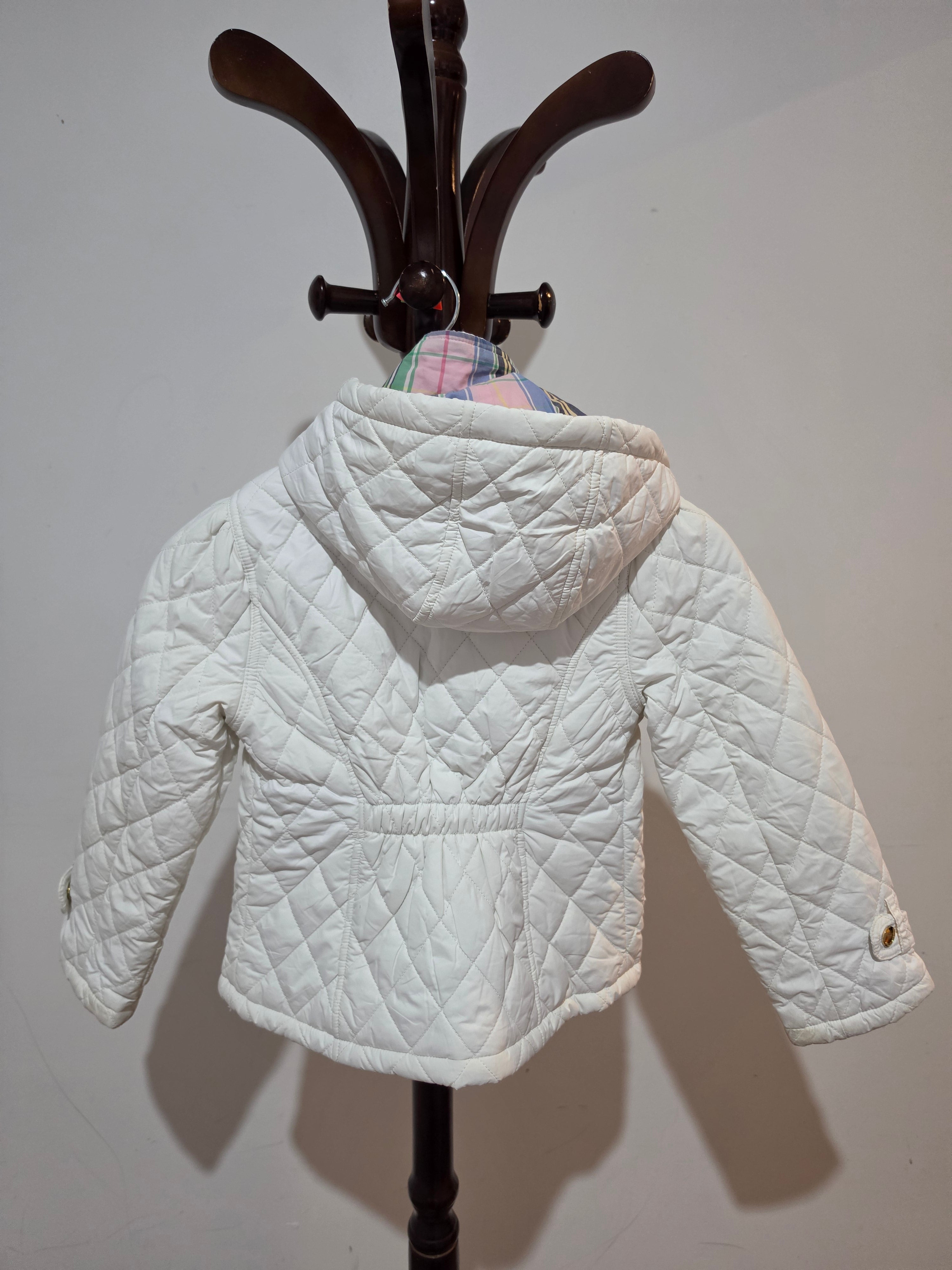 Girls’ White Quilted Hooded Jacket – 6-7 Years