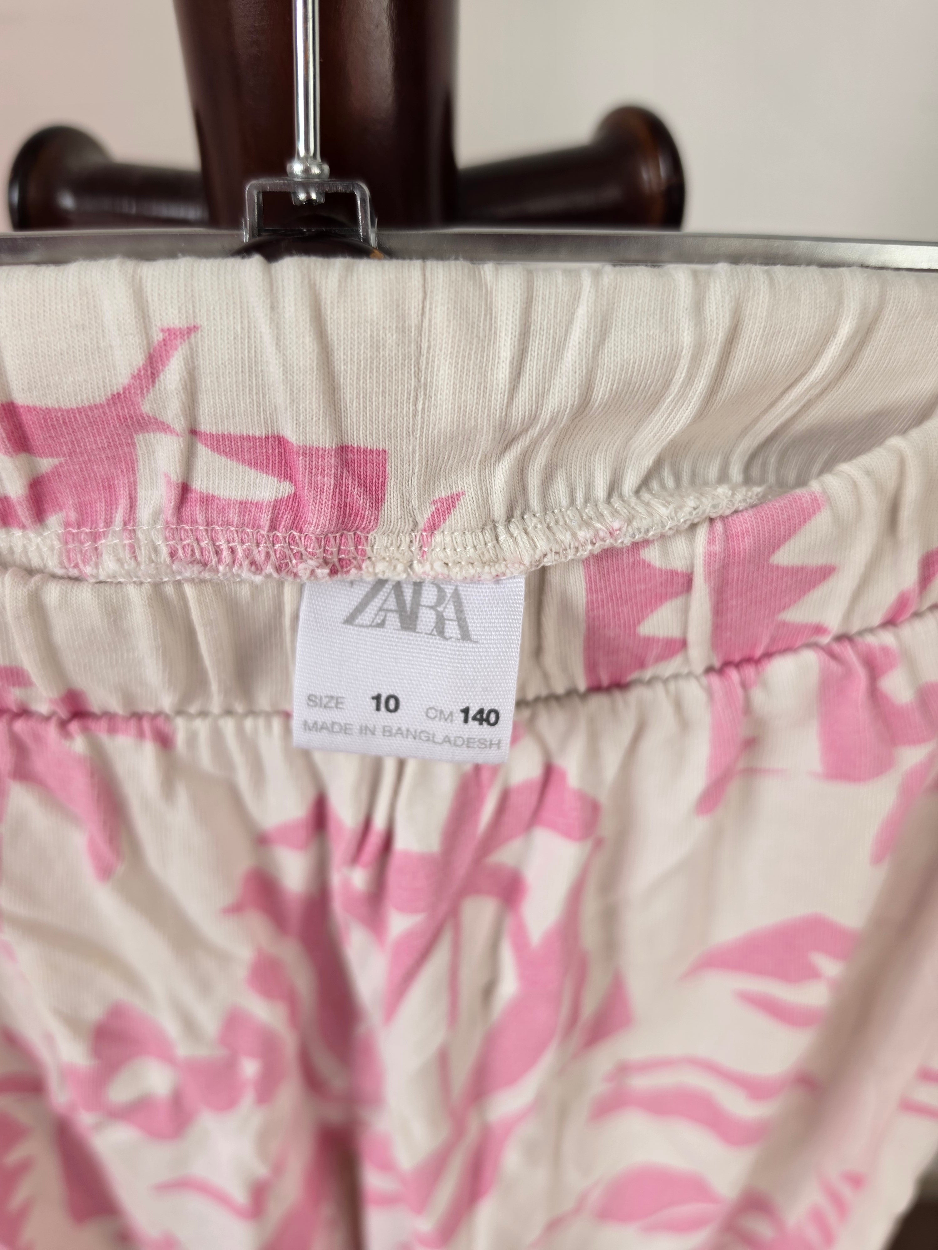 ZARA Girls Pink Floral Off-Shoulder Top