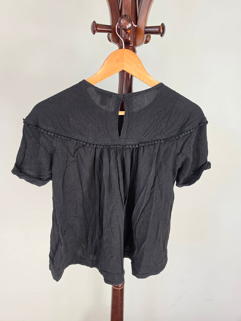 Country Road Kids Black Pom-Pom Lace Top