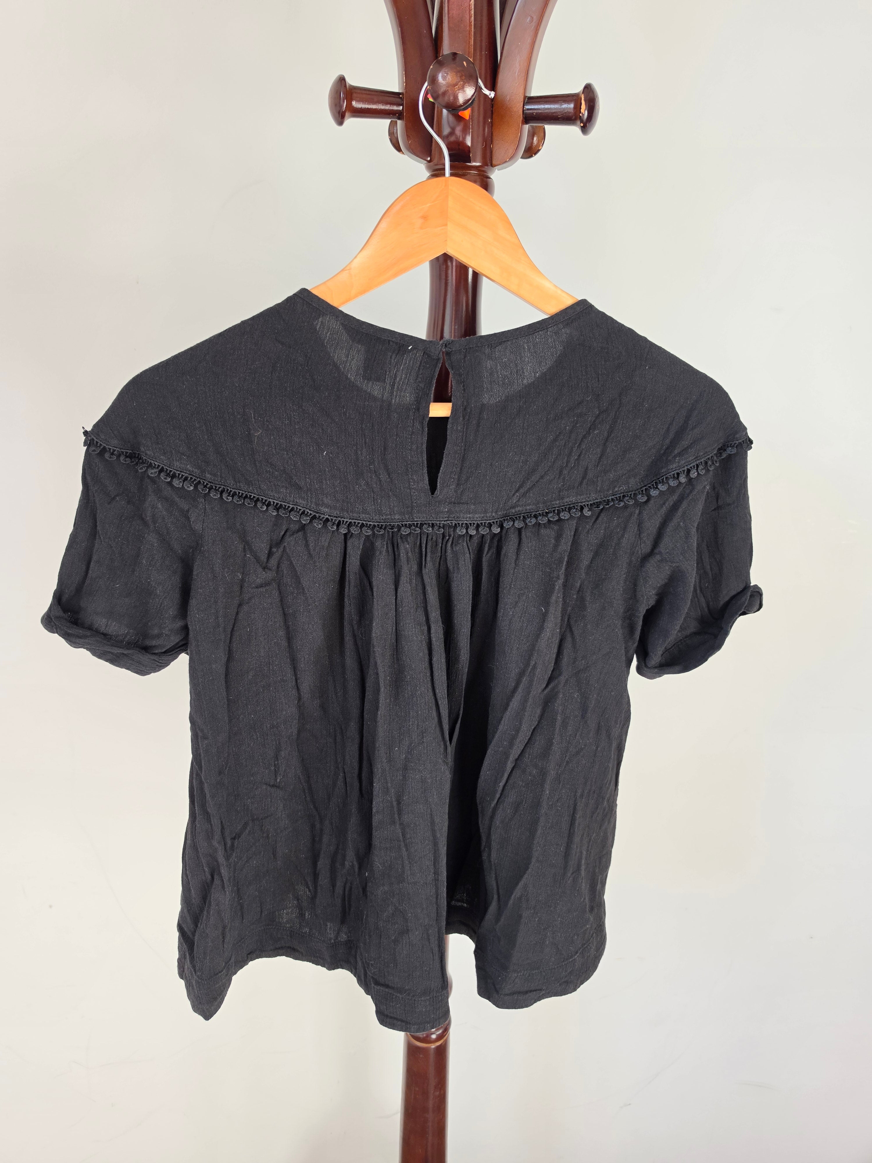Country Road Kids Black Pom-Pom Lace Top