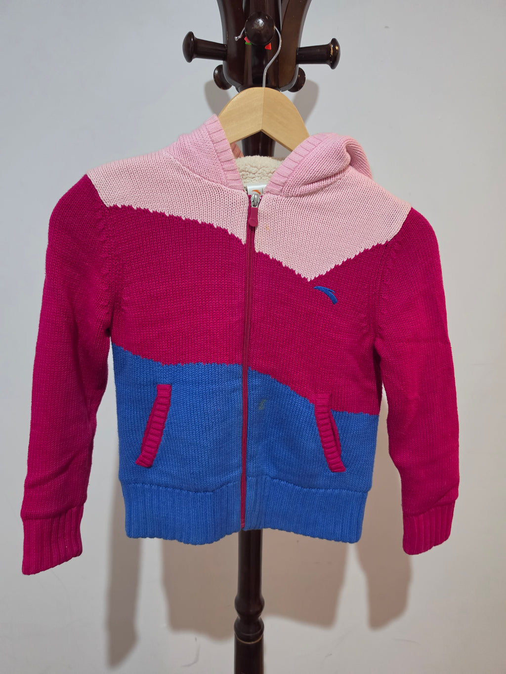 Kids’ Pink & Blue Knitted Zip Hoodie  7–8 years