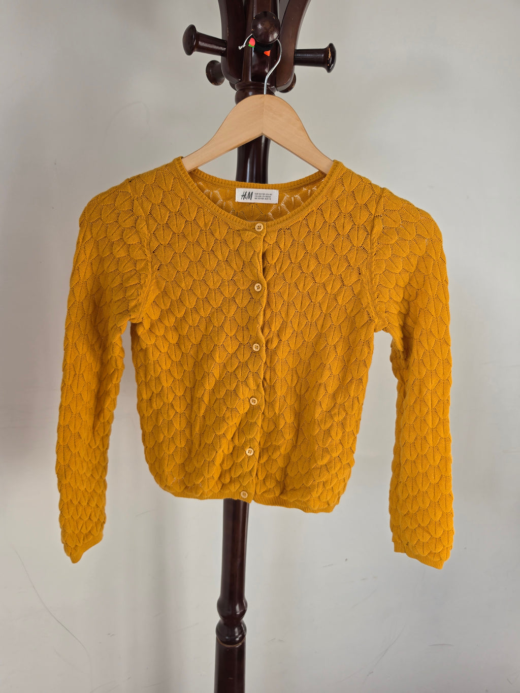 H&M Girls Mustard Yellow Cable Knit Cropped Cardigan