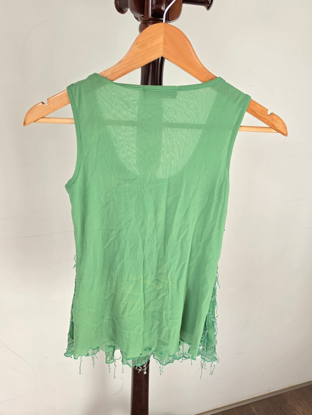 CoCo Styles Girls green Layered Lace Cami Tank Top