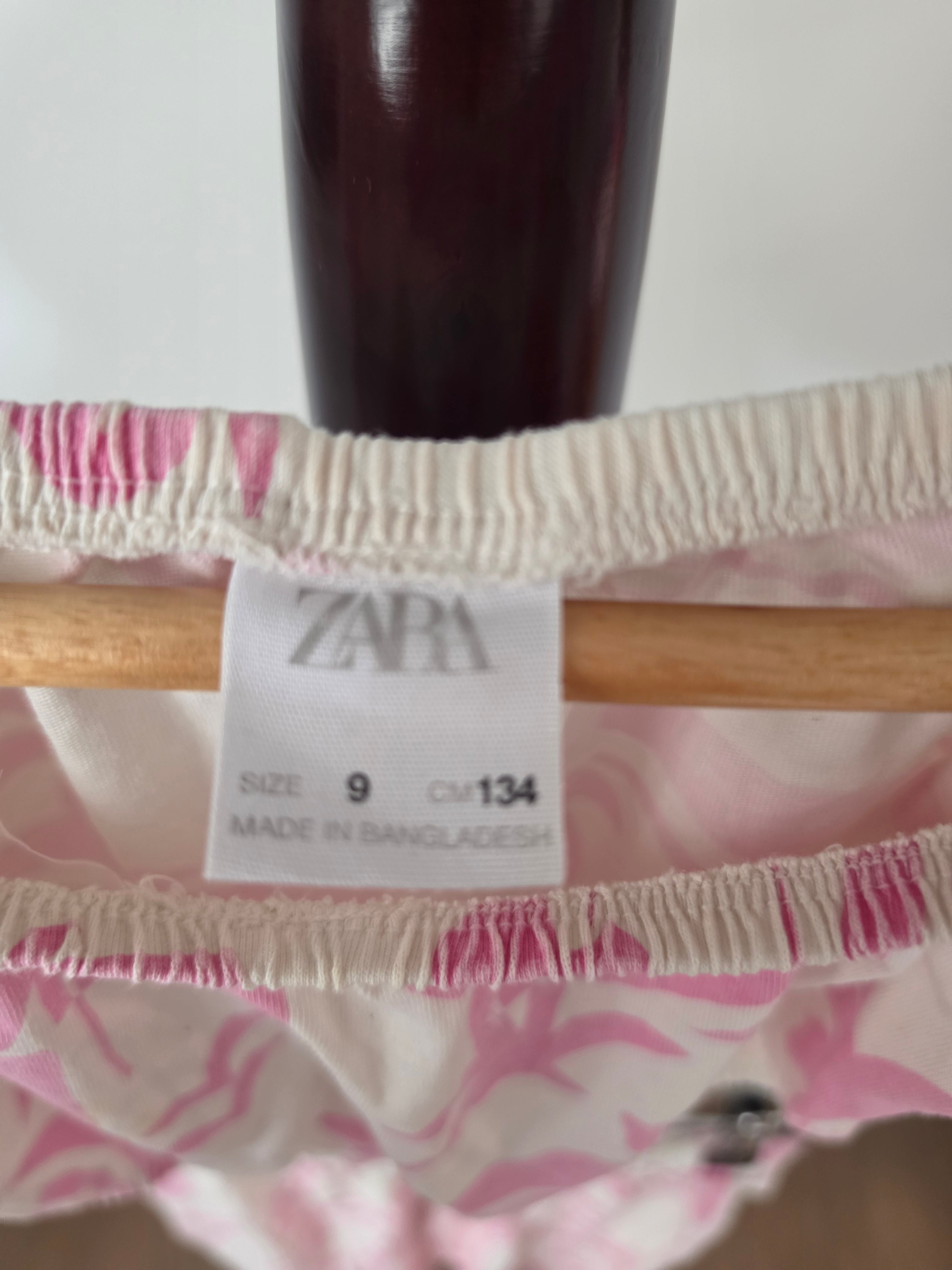 ZARA Girls Pink Floral Off-Shoulder Top