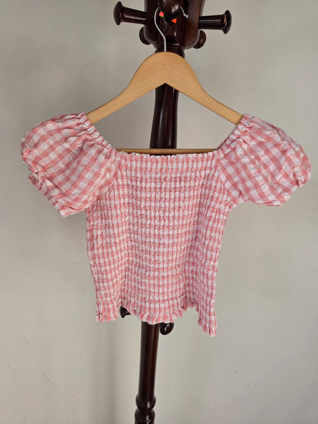 Switch Girls Pink & White Gingham Check Crop Top