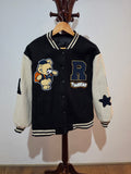 Kids’ Black & Cream Teddy Bear Varsity Jacket M