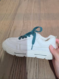 Kids’ White Chunky Sneakers with Green Laces