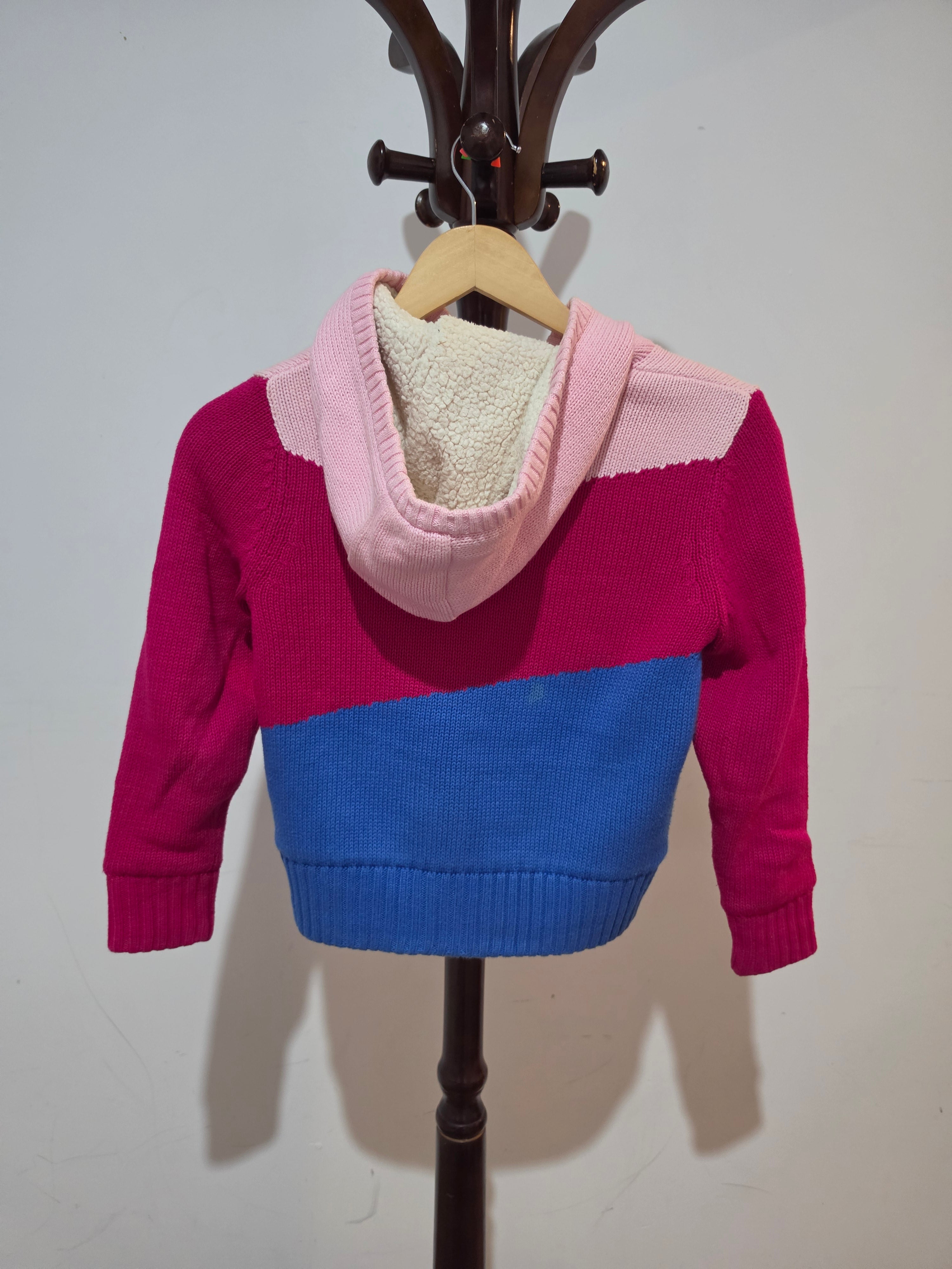 Kids’ Pink & Blue Knitted Zip Hoodie  7–8 years