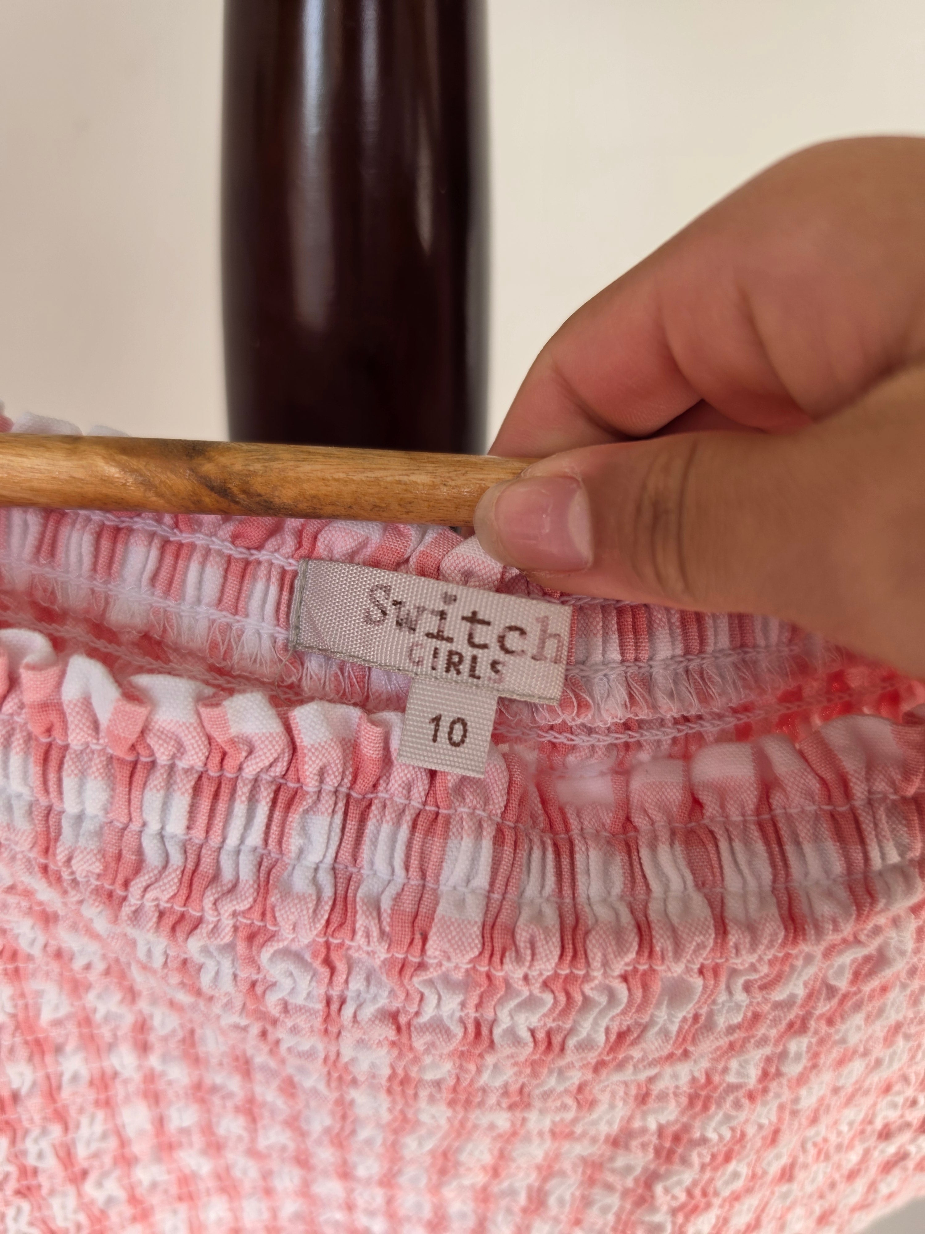 Switch Girls Pink & White Gingham Check Crop Top