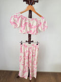 ZARA Girls Pink Floral Off-Shoulder Top