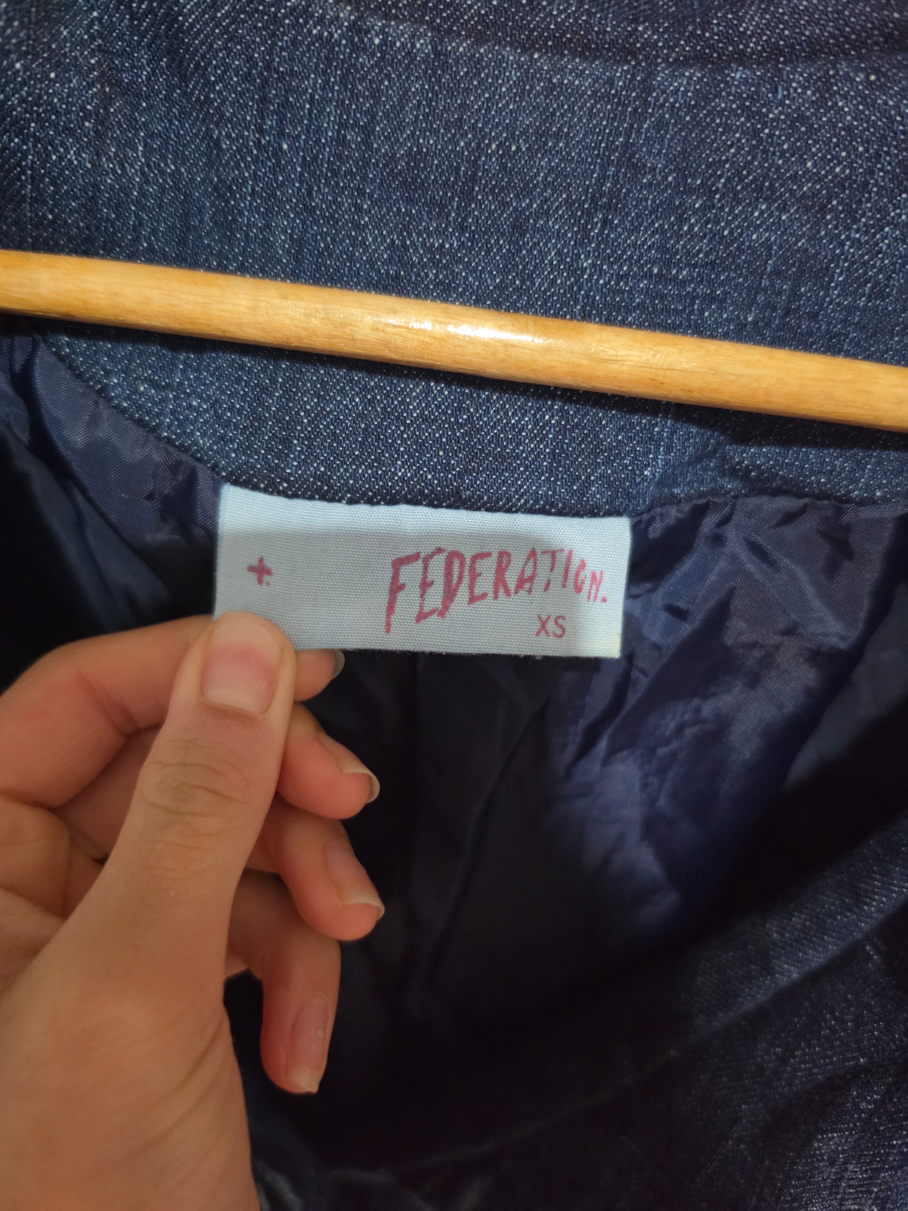 Federation Blue Denim Tailcoat Blazer XS