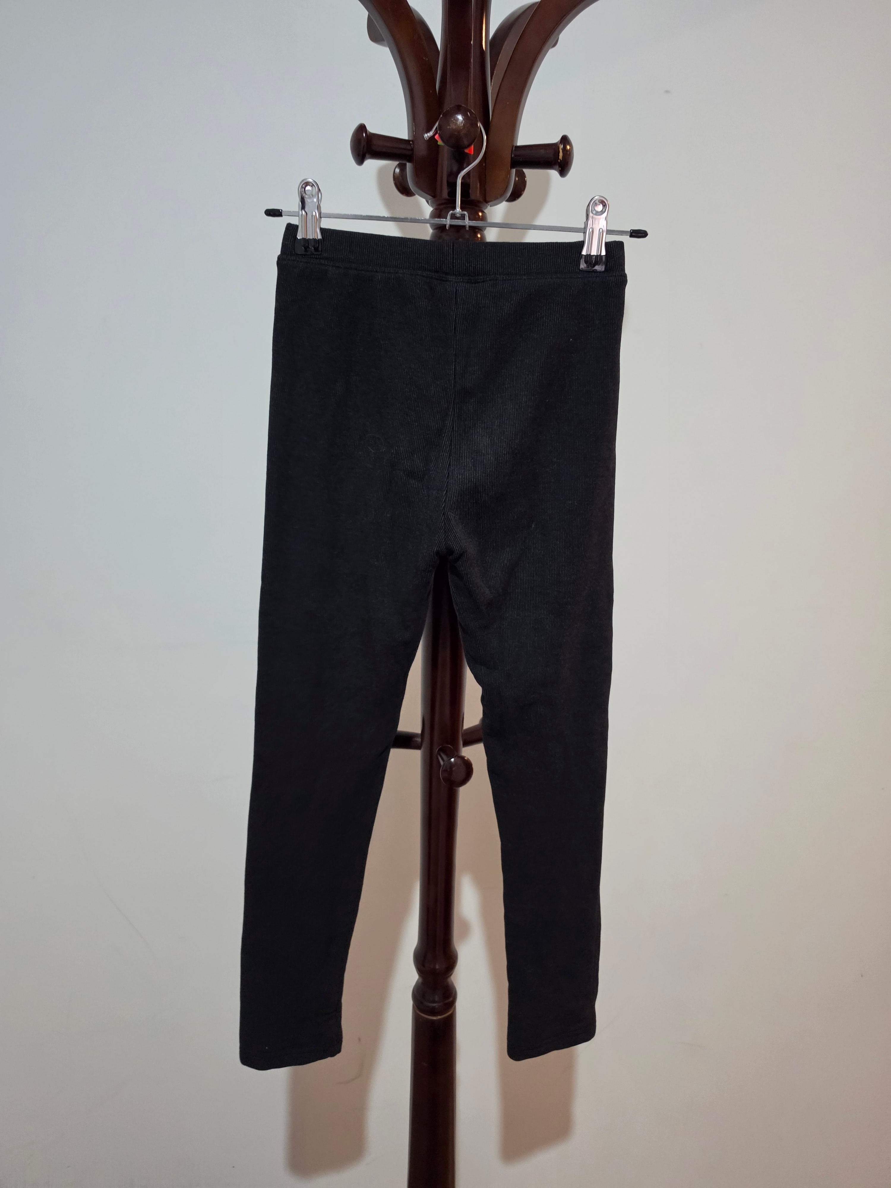 Girls’ Black Ribbed Leggings with Bunny